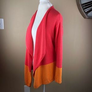 J.Jill Pink & Orange Colorblock Draped Cardigan